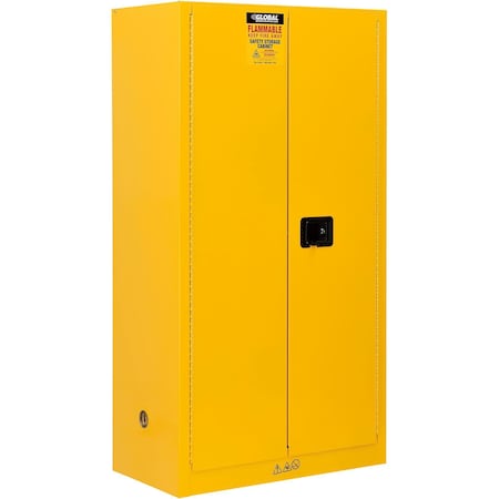Global Industrial Flammable Cabinet, Manual Close Double Door, 44 Gallon, 34Wx18Dx65H 298672